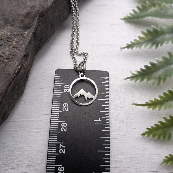 Silver Mountain Pendant Necklace / Nature Jewelry - Picture 3 of 5